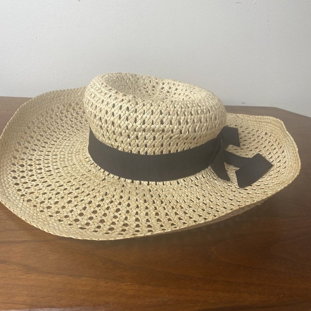 Vintage Women's Hat Pinehurst Fifth Avenue New York Straw Bow Sun Beach Hat